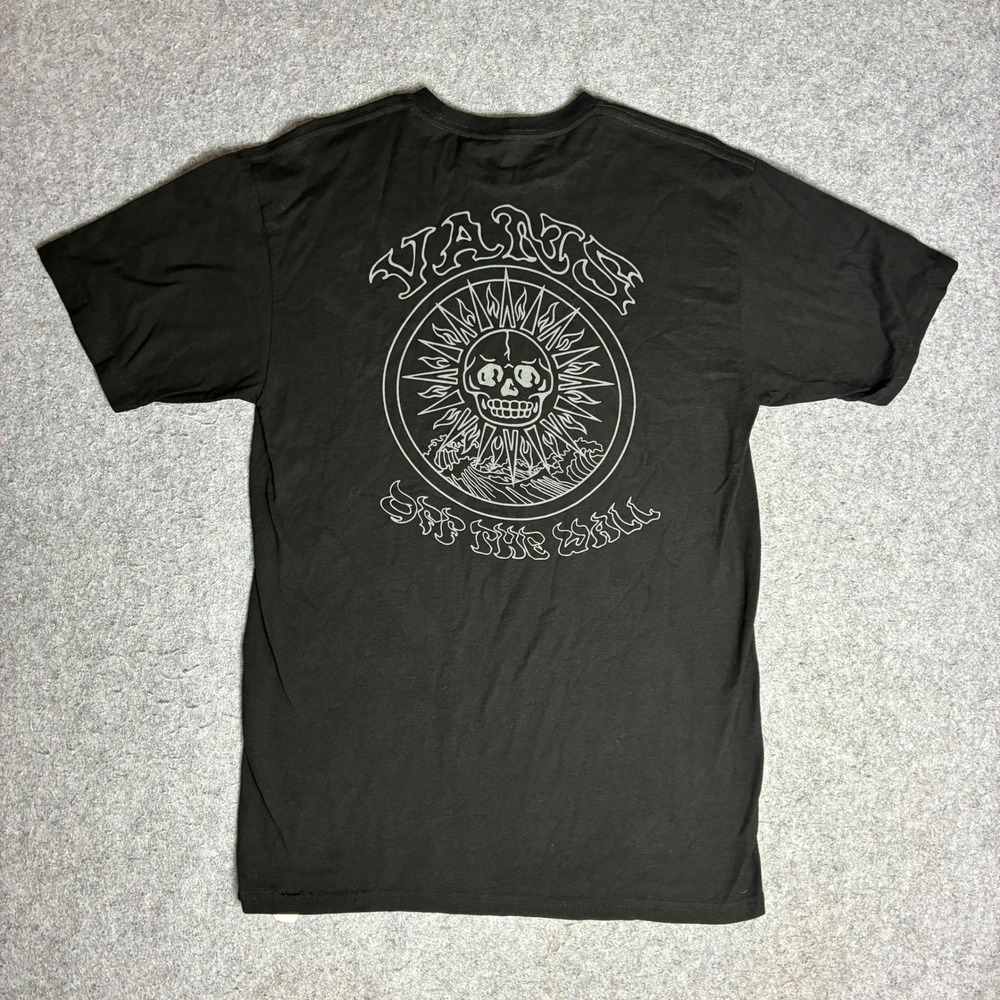 Vans Mens Medium Classic Fit Graphic T-Shirt Black Skull Sunburst Off The Wall